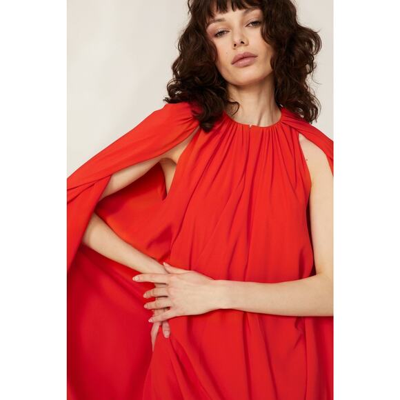 Atlein Red Cape Dress Size Medium - Picture 2 of 10